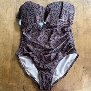 Kona Sol Brown Leopard Print Women's One Piece Swimsuit